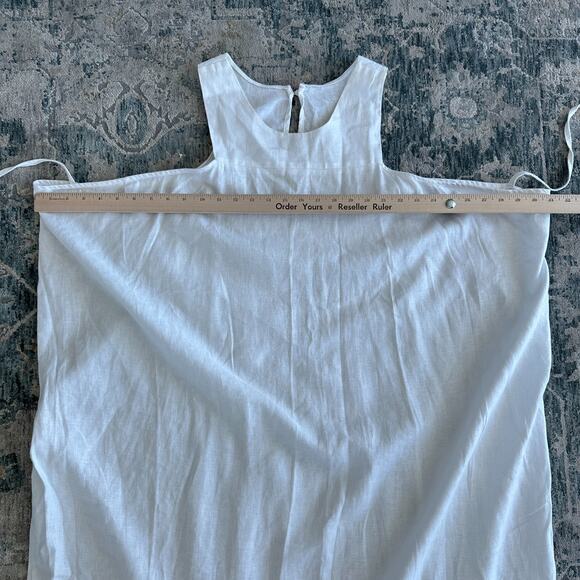 White Linen Maxi Dress 3XL Draped Sleeveless Lagenlook Maternity Minimalist - Picture 7 of 9